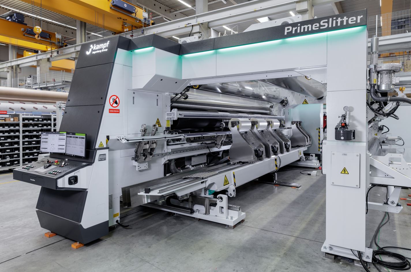 On the picture you can see a slitting machine 